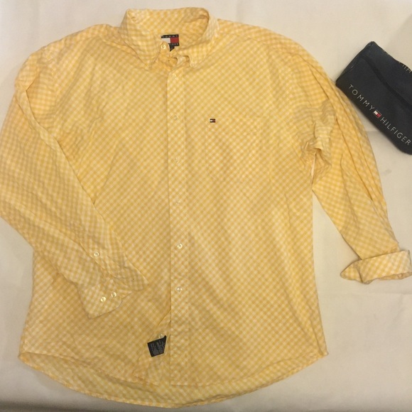 tommy hilfiger yellow dress shirt